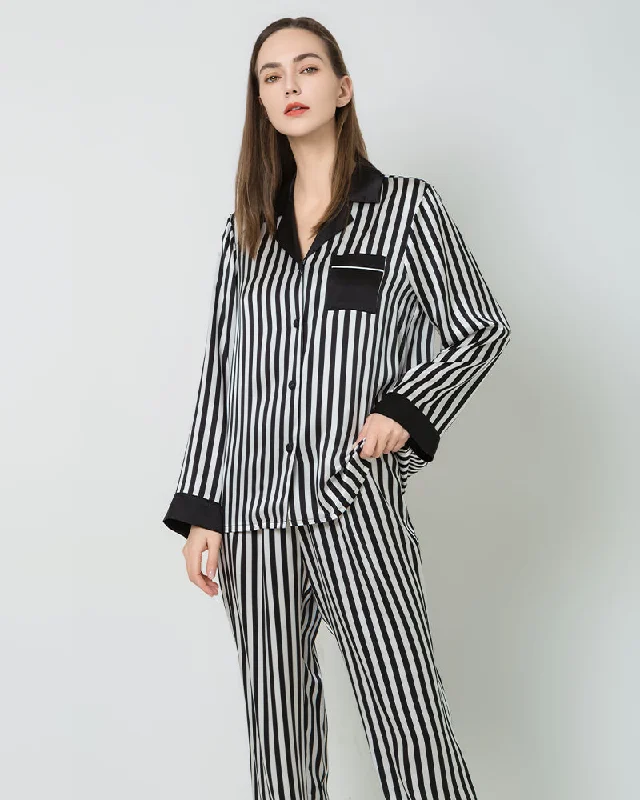 Striped Silk Pajamas Set Sleepwear