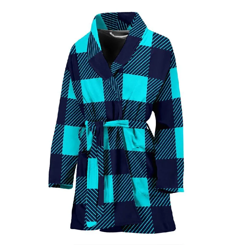 Lumberjack Blue Pattern Print Women Long Robe