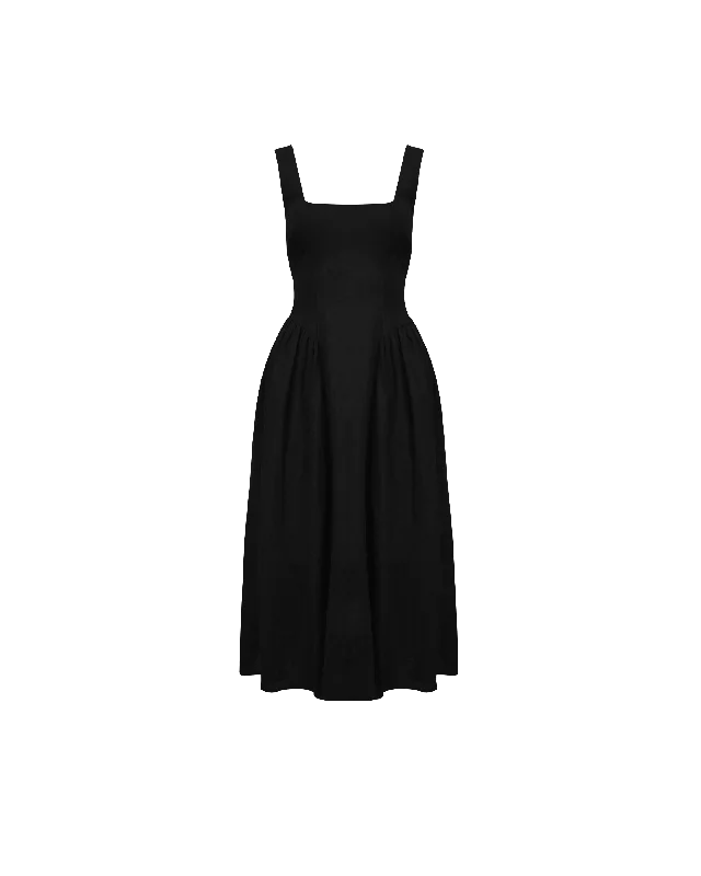 BRIDGETTE LINEN DRESS BLACK