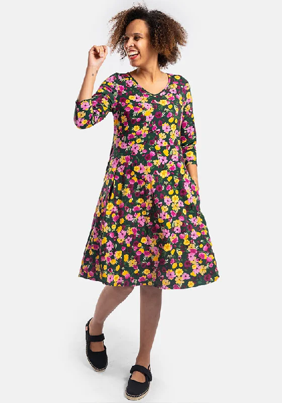 Cami Spring Floral Ditsy Print Cotton Trapeze Dress